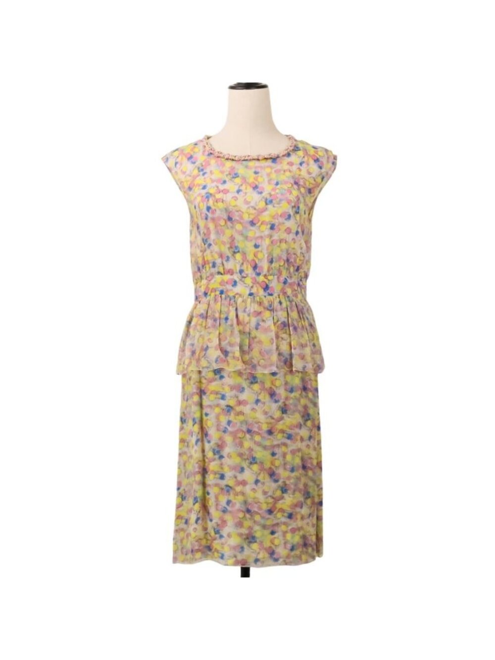 Chanel Cruise Resort Collection Silk Chiffon Peplum Sleeveless Dress 36